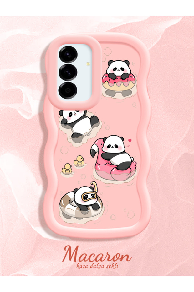 Simple Pink Silicone Phone Case Panda Pattern Compatible with Samsung Galaxy A36 5g Shockproof
