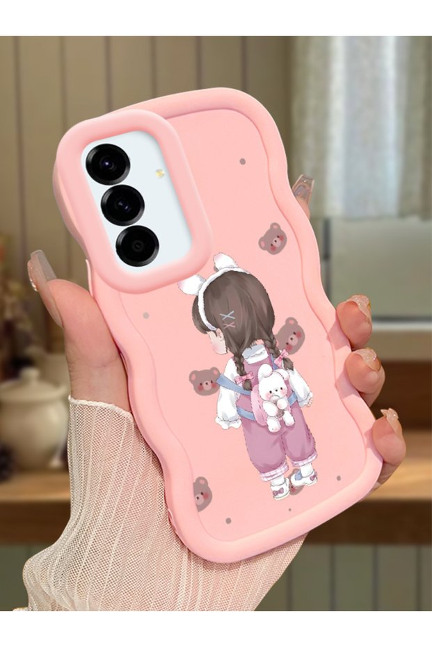Samsung Galaxy A36 5g Compatible Shockproof Simple Pink Silicone Phone Case Girl Pattern