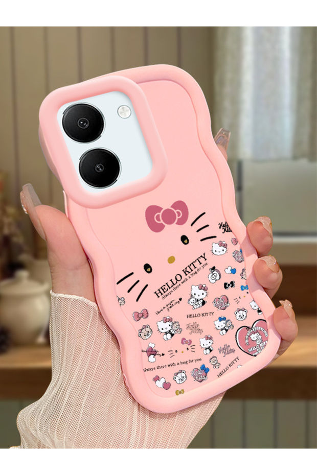 Vivo Y27 Compatible Shockproof Simple Pink Silicone Phone Case Hello Kitty Pattern