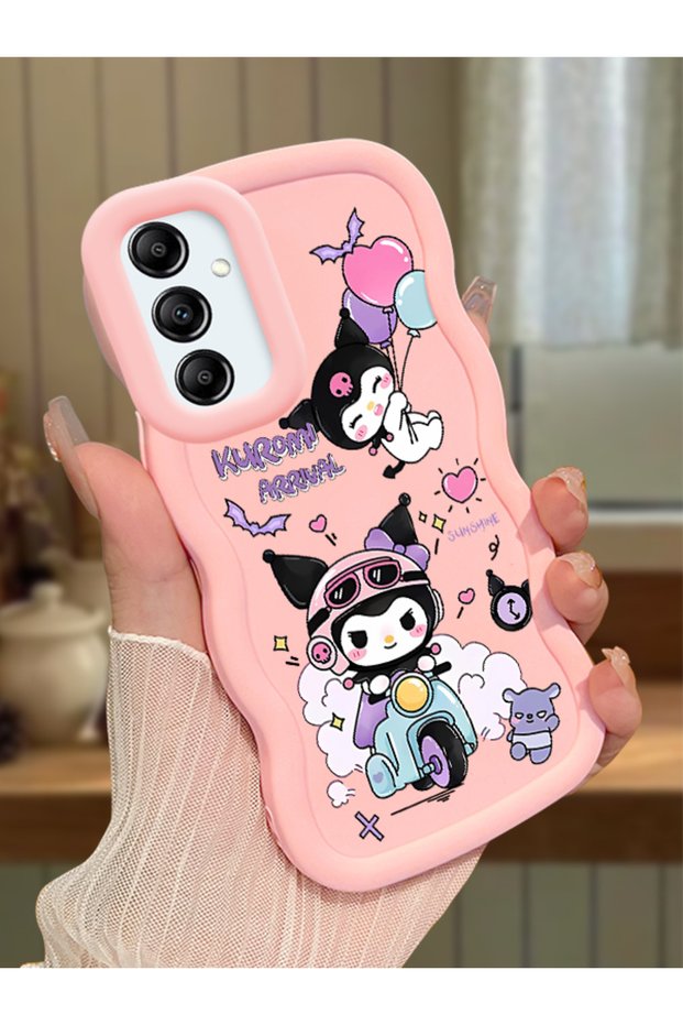 Samsung Galaxy A14 Compatible Shockproof Simple Pink Silicone Phone Case Kuromi Pattern