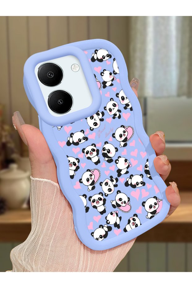 Vivo Y27 Compatible Shockproof Simple Blue Silicone Phone Case Panda Pattern