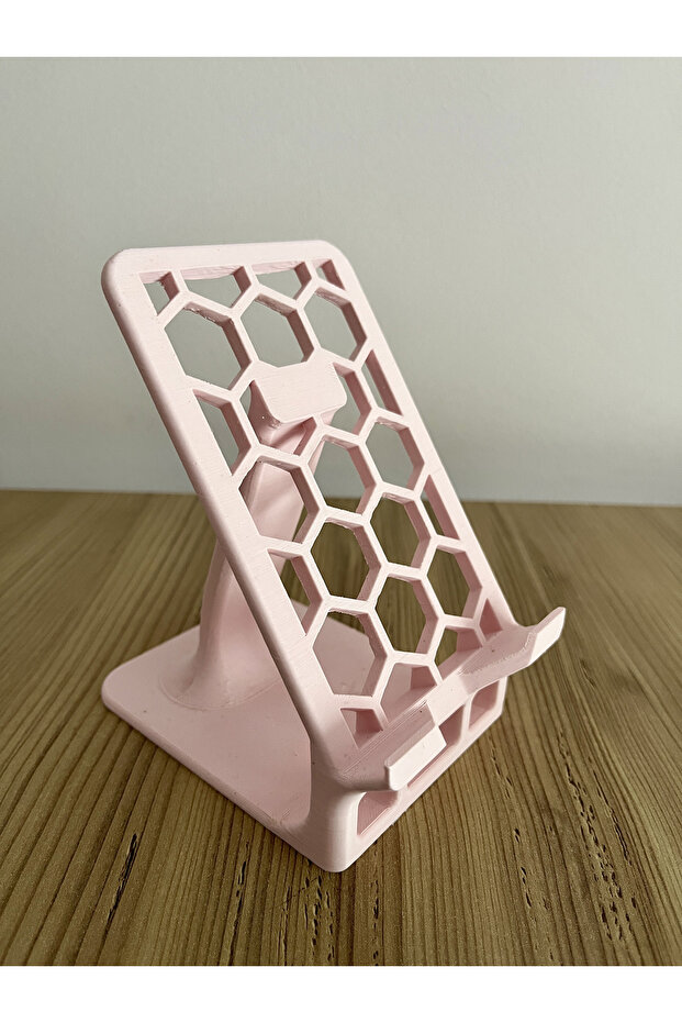 Phone Stand - Desk Phone Holder - Tablet Stand - Honeycomb Design - Pink