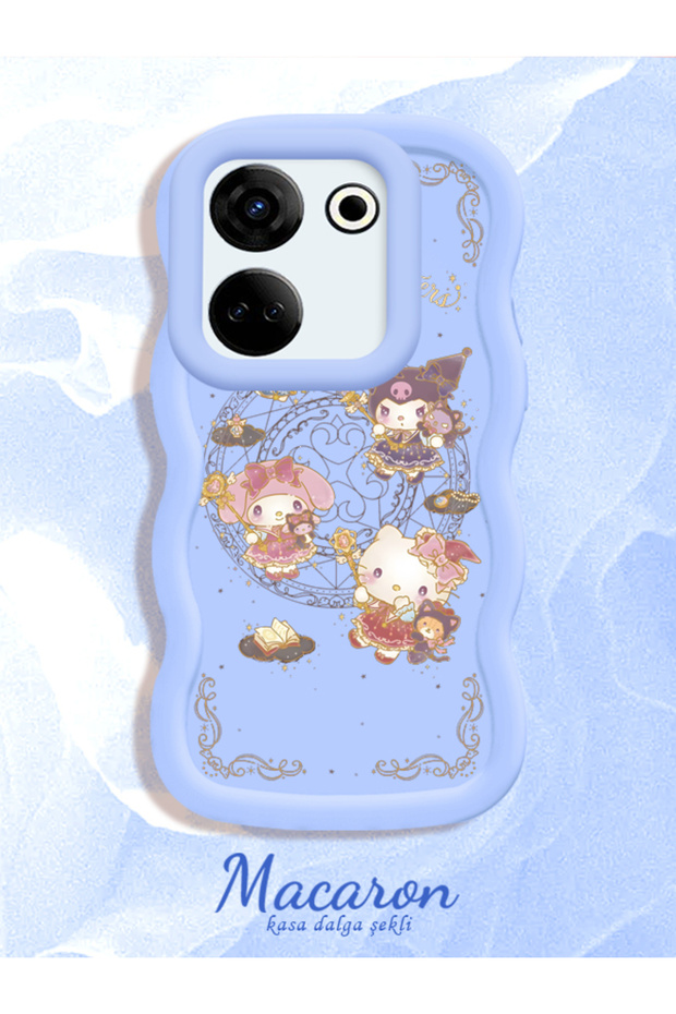 Simple Blue Silicone Phone Case Kitty Pattern Compatible with Tecno Camon 20 Shockproof