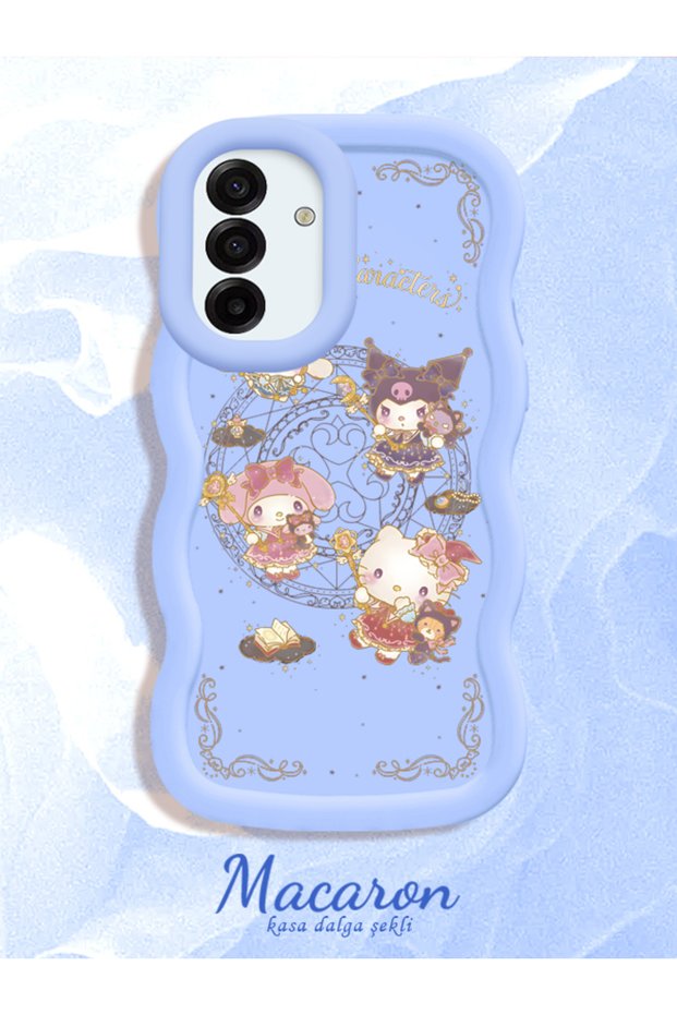 Simple Blue Silicone Phone Case Kitty Pattern Compatible with Samsung Galaxy A17 Shockproof