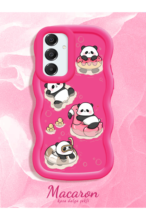 Simple Red Silicone Phone Case Panda Pattern Compatible with Samsung Galaxy A16 Shockproof