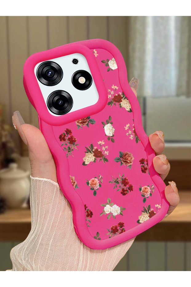 Tecno Spark 10 Pro Compatible Shockproof Simple Red Silicone Phone Case Flower Pattern
