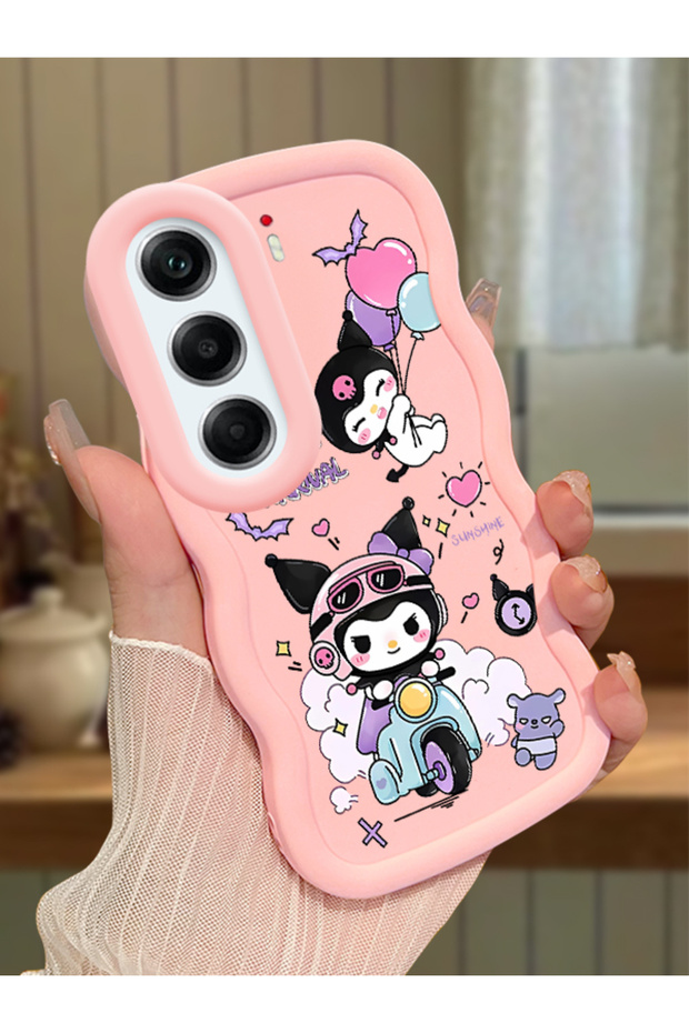 Tecno Camon 40 Compatible Shockproof Simple Pink Silicone Phone Case Kuromi Pattern