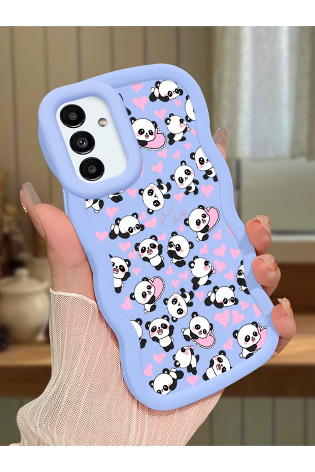 Samsung Galaxy A13 Compatible Shockproof Simple Blue Silicone Phone Case Panda Pattern