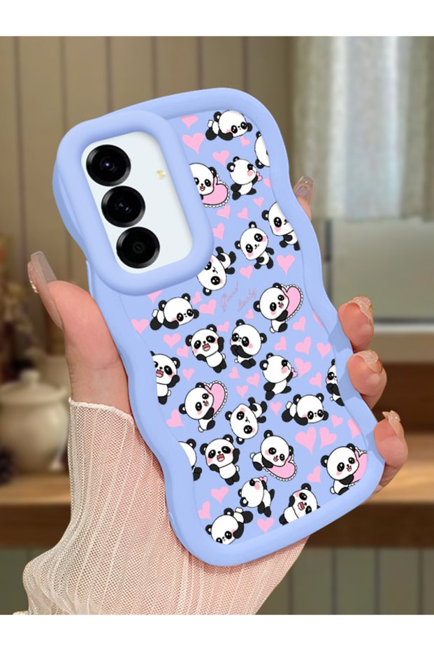 Samsung Galaxy A36 5g Compatible Shockproof Simple Blue Silicone Phone Case Panda Pattern