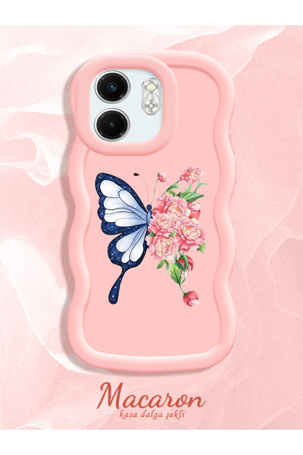 Simple Pink Silicone Phone Case Butterfly Pattern Shockproof Compatible with Infinix Smart 9