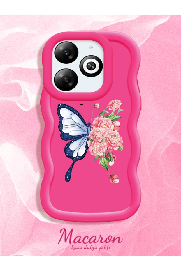 Simple Red Silicone Phone Case Compatible with Infinix Smart 8 Pro Shockproof Butterfly Pattern