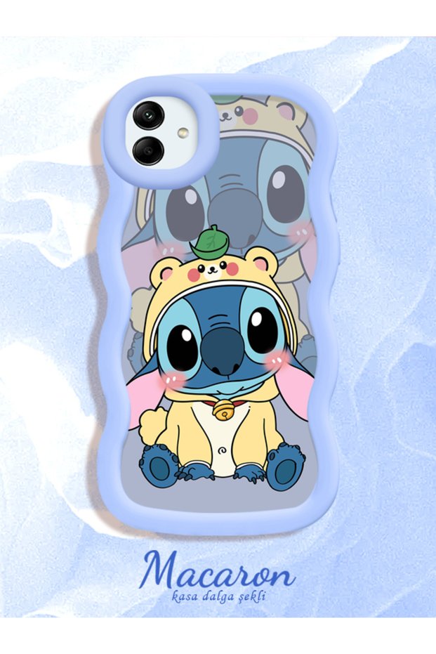 Simple Blue Silicone Phone Case Stitch Pattern Compatible with Samsung Galaxy A04 Shockproof