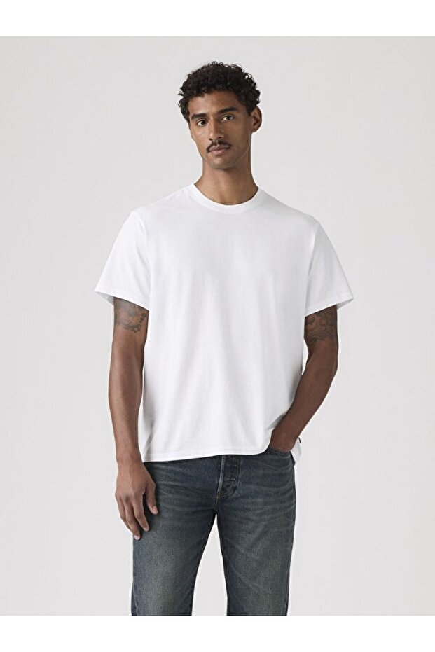 Essential Men's White Crew Neck T-Shirt 008Br-0001