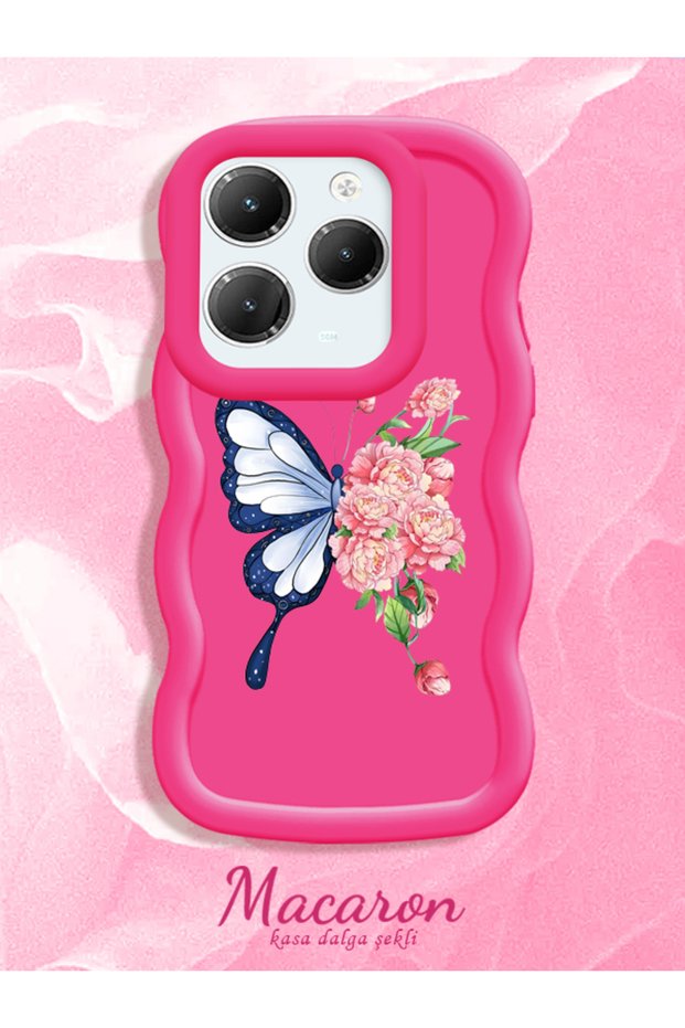 Simple Red Silicone Phone Case Butterfly Pattern Shockproof Compatible with Infinix Hot 40
