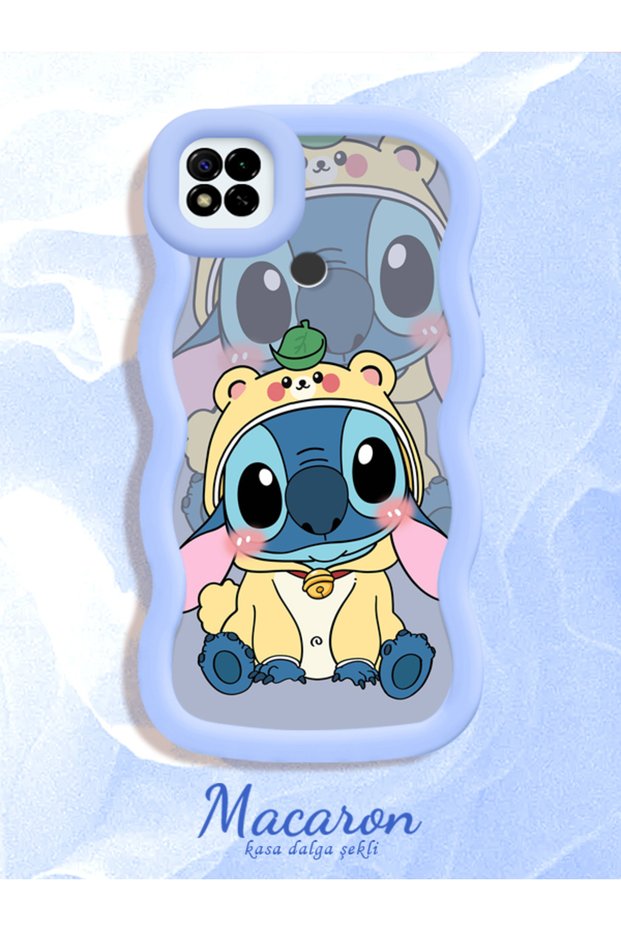 Simple Blue Silicone Phone Case Stitch Pattern Compatible with Redmi 10A Shockproof