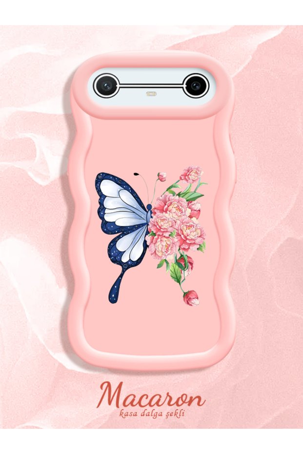 Simple Pink Silicone Phone Case Butterfly Pattern Compatible with Tecno Pova Slim Shockproof