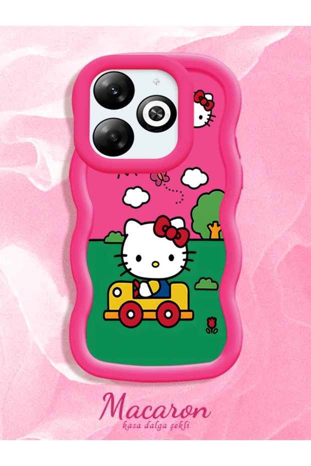 Simple Red Silicone Phone Case Compatible with Infinix Smart 8 Pro Hello Kitty Pattern Shockproof