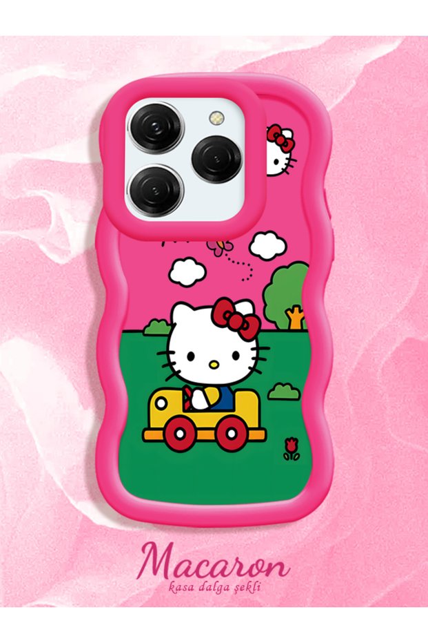 Simple Red Silicone Phone Case Hello Kitty Pattern Compatible with Tecno Spark 20 Pro Shockproof