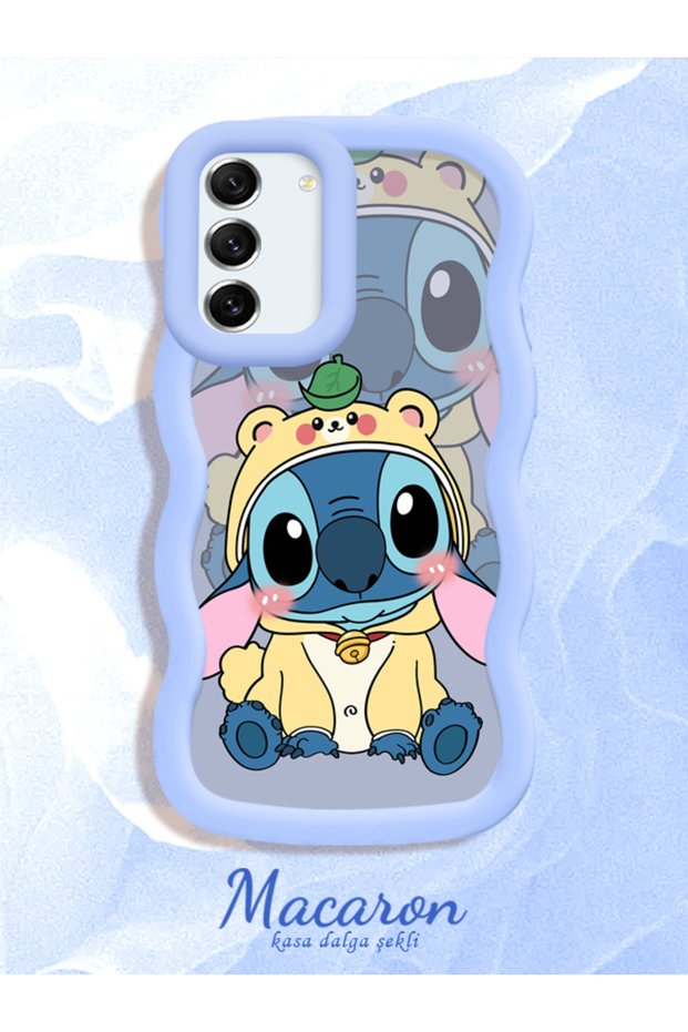 Simple Blue Silicone Phone Case Stitch Pattern Compatible with Samsung Galaxy S21 Fe Shockproof