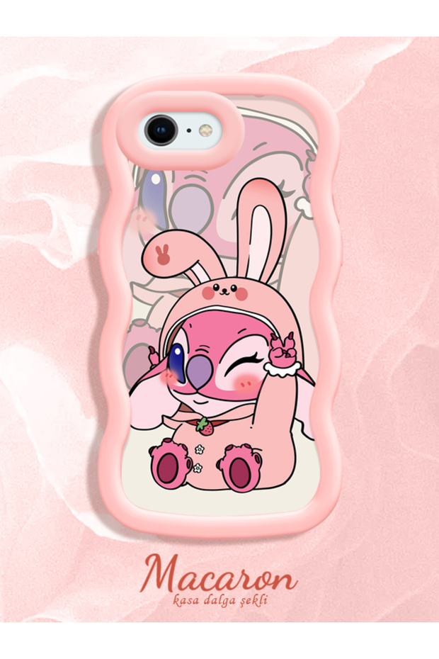 Simple Pink Silicone Phone Case Compatible with iPhone 7 Shockproof Cute Pattern