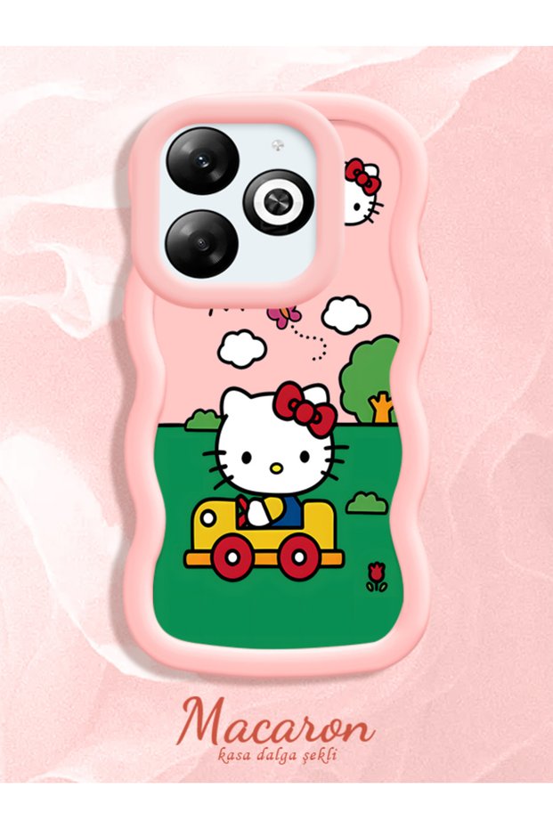 Simple Pink Silicone Phone Case Hello Kitty Pattern Compatible with Infinix Smart 8 Shockproof