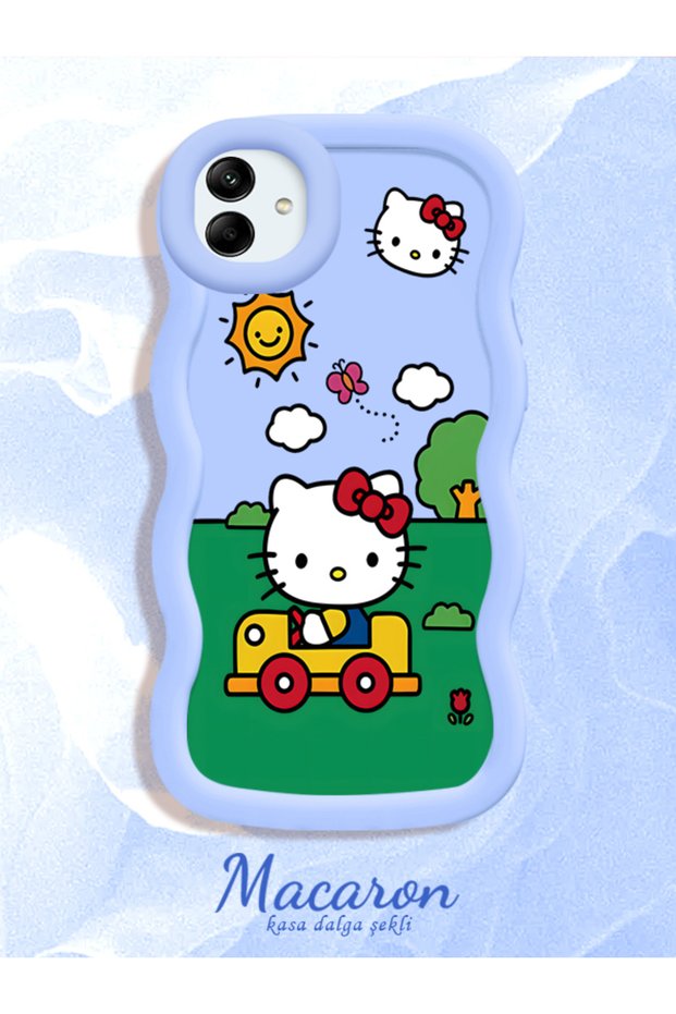 Simple Blue Silicone Phone Case Compatible with Samsung Galaxy A04 Hello Kitty Pattern Shockproof