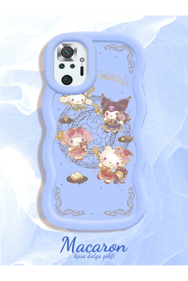 Simple Blue Silicone Phone Case Kitty Pattern Compatible with Xiaomi Redmi Note 10 Pro Shockproof