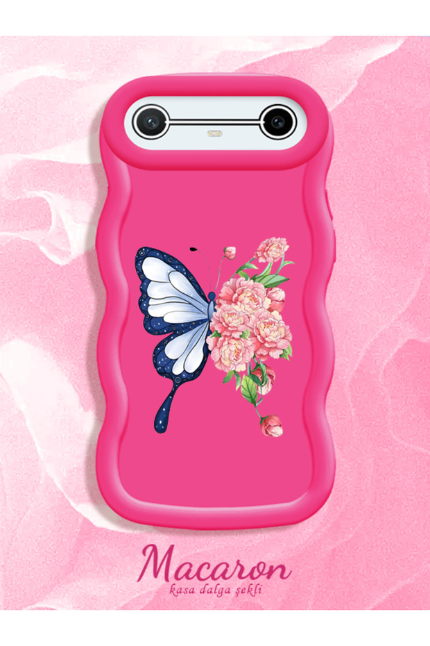 Simple Red Silicone Phone Case Butterfly Pattern Compatible with Tecno Spark Slim Shockproof