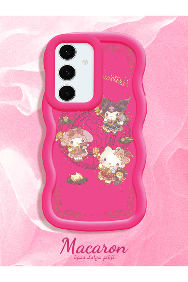 Simple Red Silicone Phone Case Kitty Pattern Compatible with Samsung Galaxy S24 Fe Shockproof