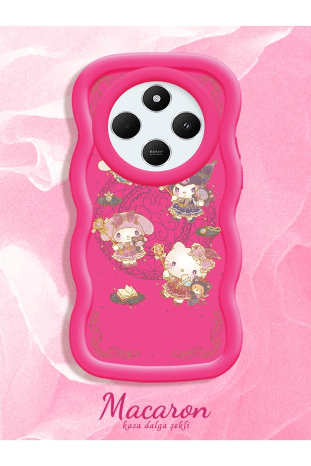 Simple Red Silicone Phone Case Kitty Pattern Compatible with Poco C75 Shockproof
