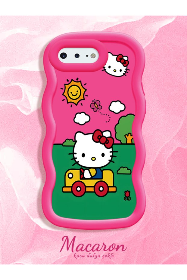 Simple Red Silicone Phone Case Compatible with iPhone 8 Plus Hello Kitty Pattern Shockproof