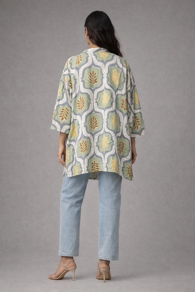 Viscose Patterned Oversized Kimono - 3