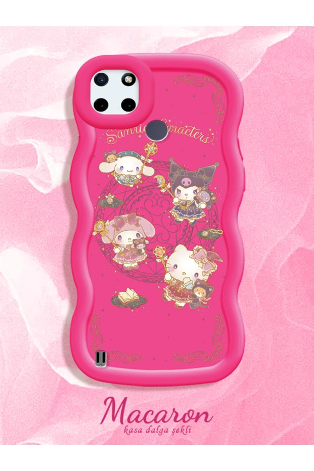 Simple Red Silicone Phone Case Kitty Pattern Shockproof Compatible with Realme C21Y