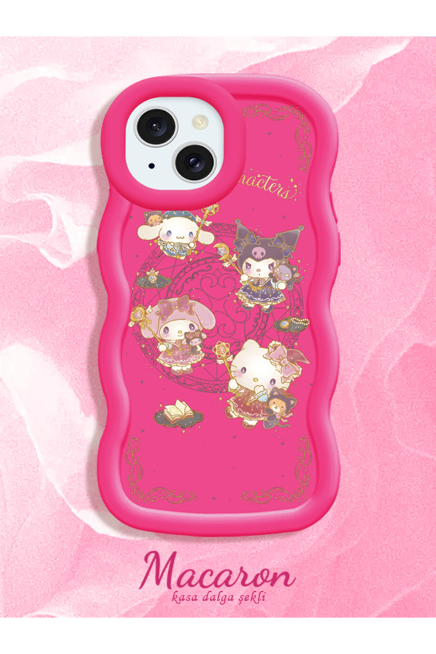 Simple Red Silicone Phone Case Kitty Pattern Compatible with iPhone 14 Shockproof