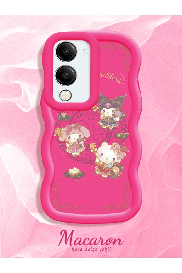 Simple Red Silicone Phone Case Kitty Pattern Compatible with Vivo Y19E Shockproof