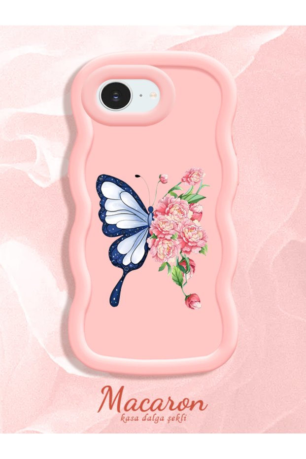 Shockproof Simple Pink Silicone Phone Case Butterfly Pattern Compatible with iPhone 16E