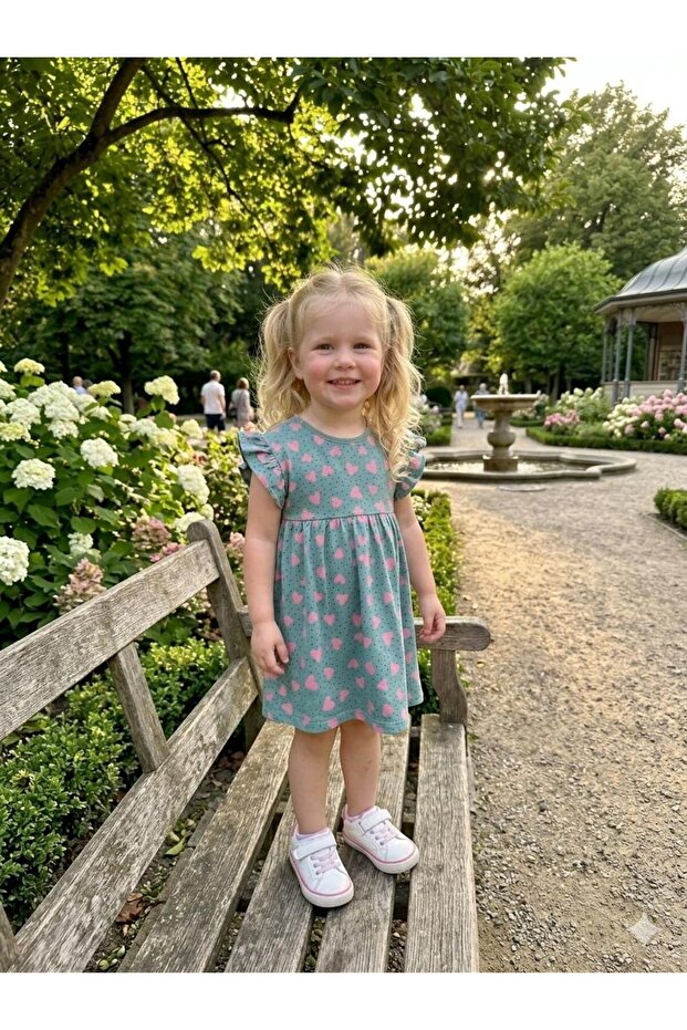 Printed Combed Cotton Ruffle Sleeve Robe Dress for Girls [Ages 1-9, 1 or 2 Years Older Can Order the Longer Version.]