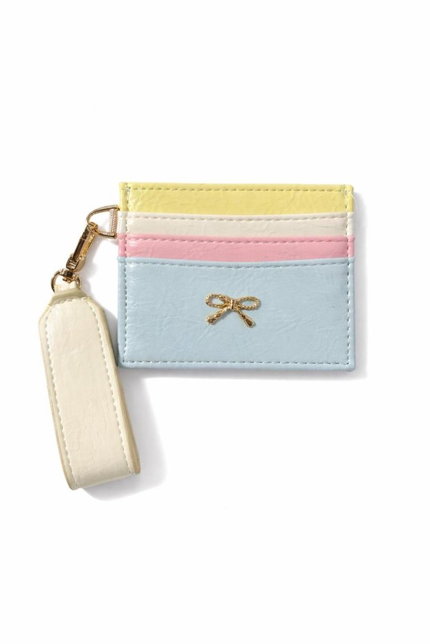 Multi-Blue Color Bow Detailed Double-Sided Keychain Women's Card Holder (10Cm*8Cm)