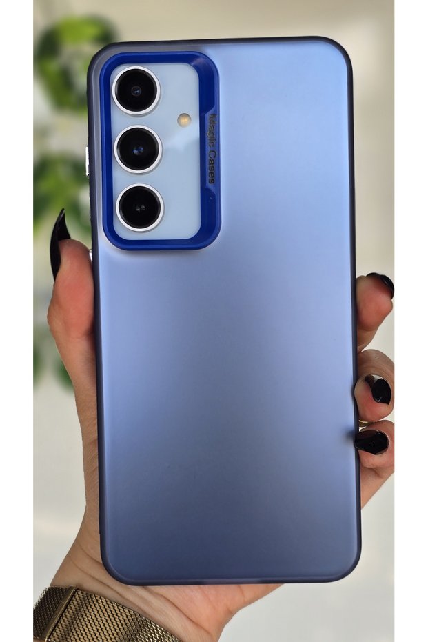 Samsung Galaxy A24 Compatible Blue Color Gradient Matte Silicone Case with Camera Frame Luxury Electro