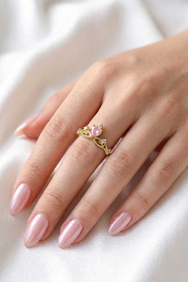 Fiona's Crown Princess Steel Ring with Zircon Stone (Adjustable)