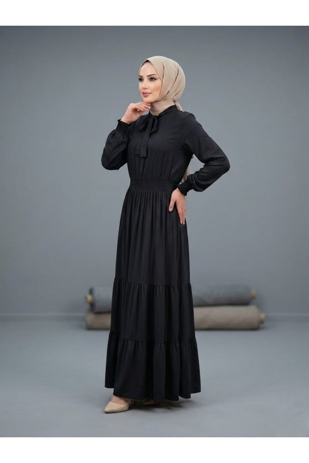Beli Gipe Detailed Layered Skirted Hijab Dress