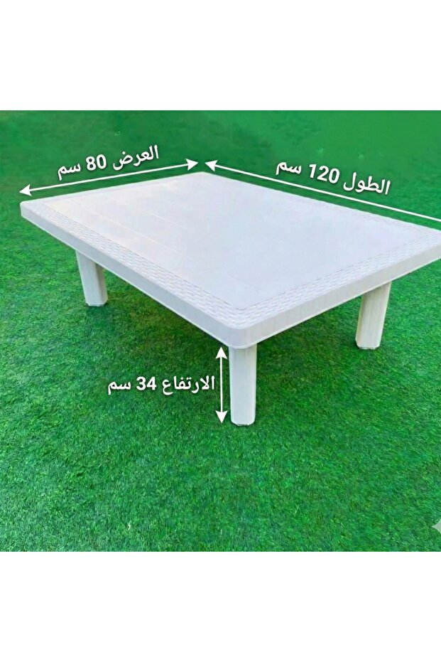 طاولة أرضية بلاستيك مستطيلة - مقاس كبير (120×80 سم) متينة ومقاومة للشمس
