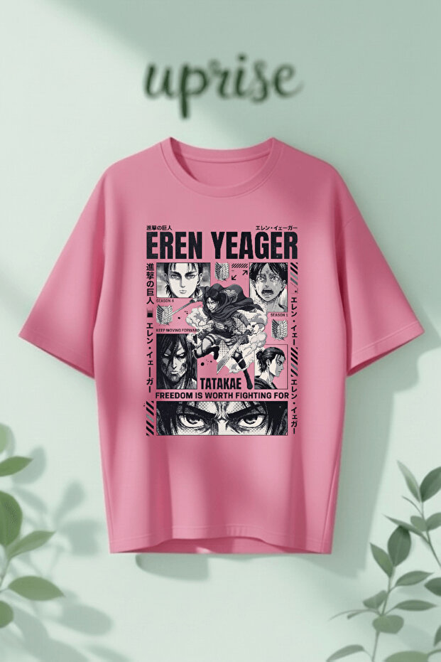 Eren Yeager Attack on Titan Printed Cotton Oversize T-Shirt