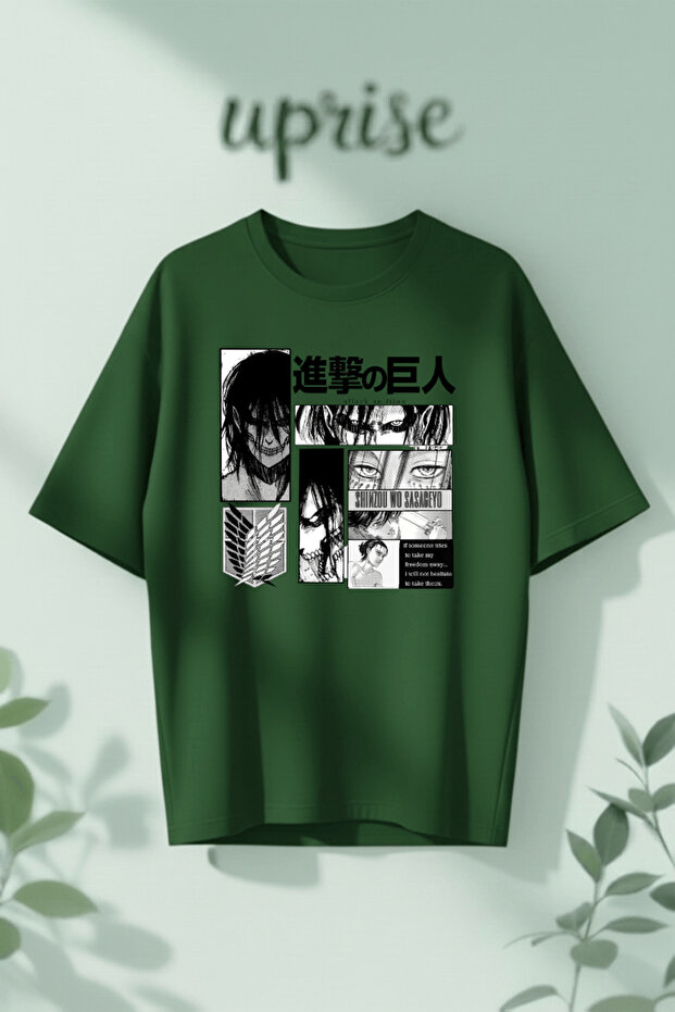 Eren Yeager Attack on Titan Printed Cotton Oversize T-Shirt