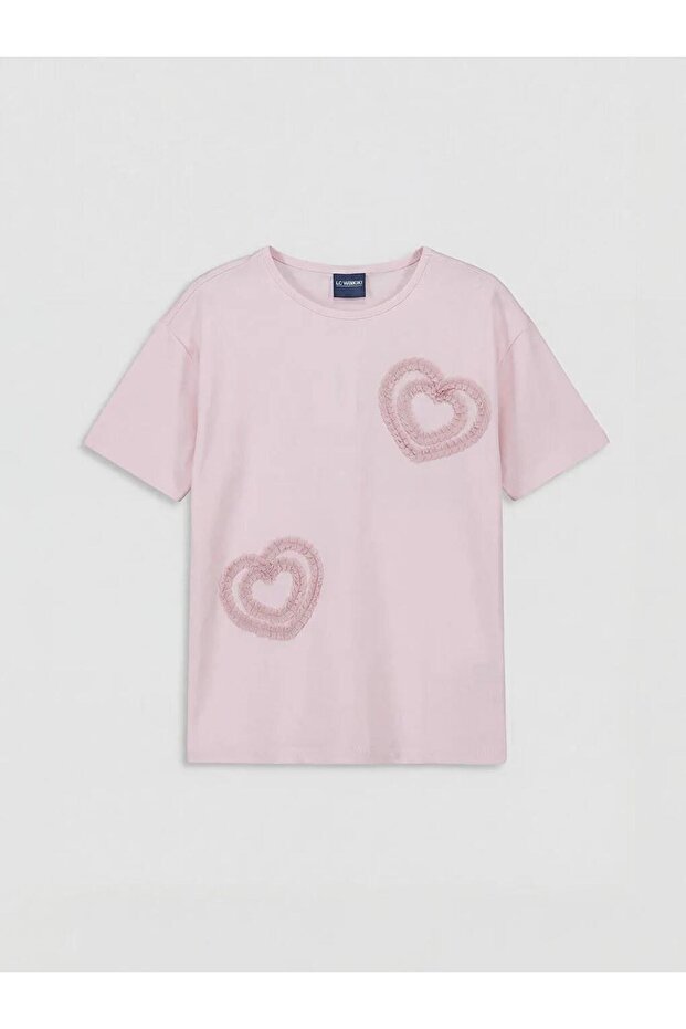 Crew Neck Embroidered Girls' T-Shirt (S6)