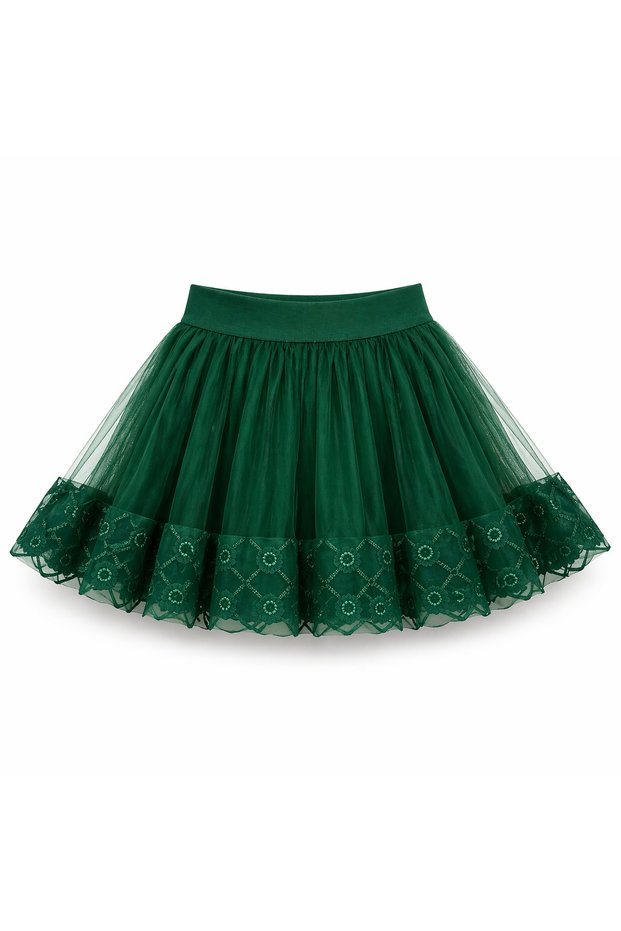 Girl's Green Tulle Detailed Skirt – Show and Event Wear 5-13 Years Old
