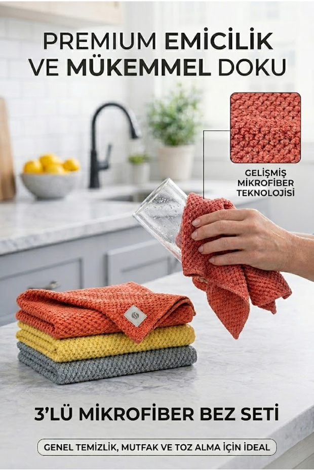 Cleaning Cloth Stain-Resistant Kitchen Cloth Set 30X30Cm Set of 3