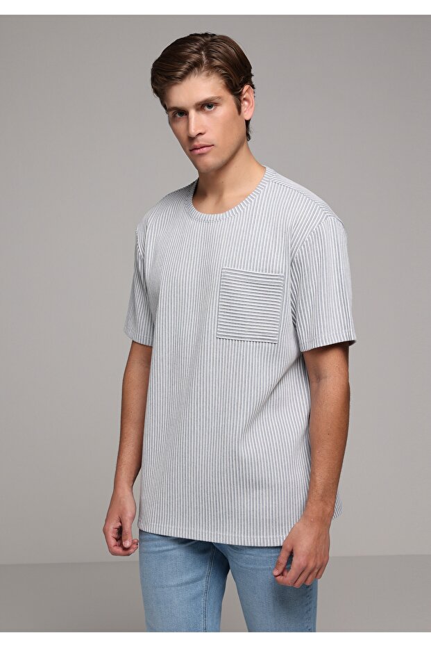 Comfort Fit Round Neck Plain Men's Blue Short Sleeve T-Shirt
