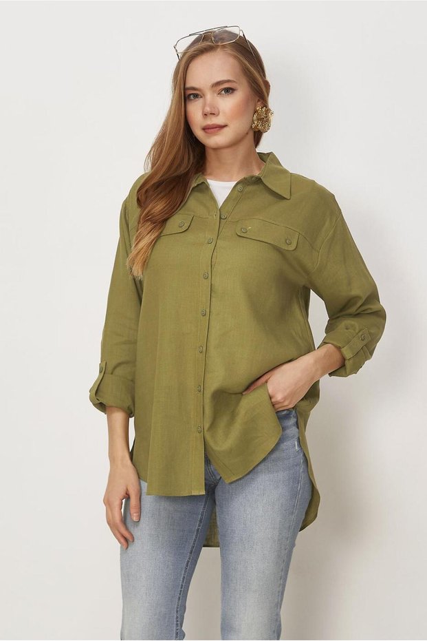 Linen Shirt Collar Tunic 46406