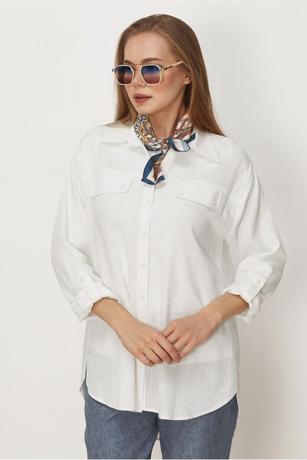 Linen Shirt Collar Tunic 46406